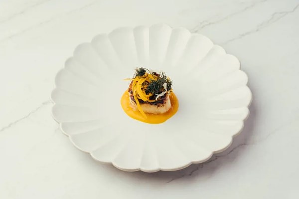 BBQ scallop, sunflower seed XO, ogo nori