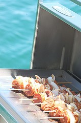 BBQ squid & chorizo kebabs