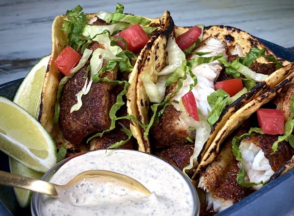 BCLT tacos (blackened catfish lettuce tomato)