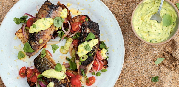 Beach barbecue mackerel bruschetta