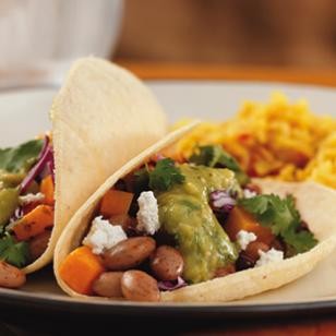 Bean & butternut tacos with green salsa