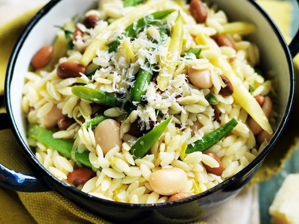 Bean and leek risoni