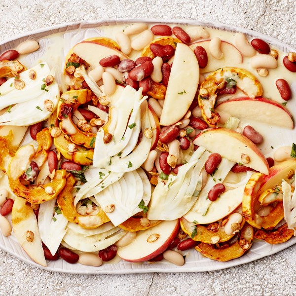 Bean and vegetable salad with potlikker vinaigrette 