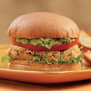 Bean burgers with spicy guacamole