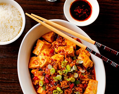 Bean curd with Lau's spicy ma po sauce