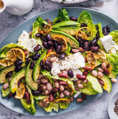 Bean salad with charred lemons