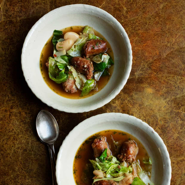 Bean, sherry and sausage stew