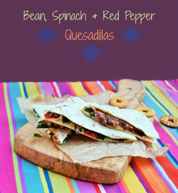 Bean, spinach and red pepper quesadillas