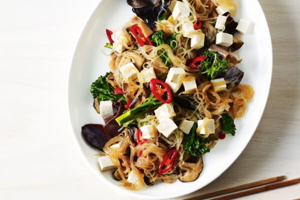Bean thread noodles with tofu and eggplant