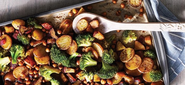 Beans and sweets sheet pan supper 