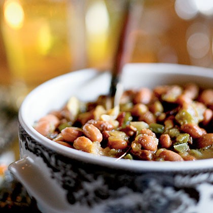 Beans with beef jerky