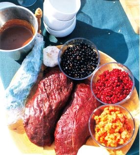 Bear with lingonberries on a celeriac rosti