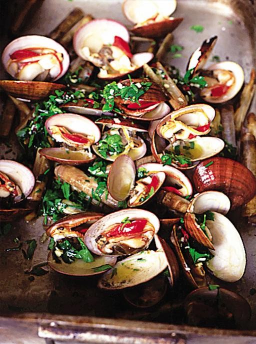 Beautiful smoky barbecued shellfish