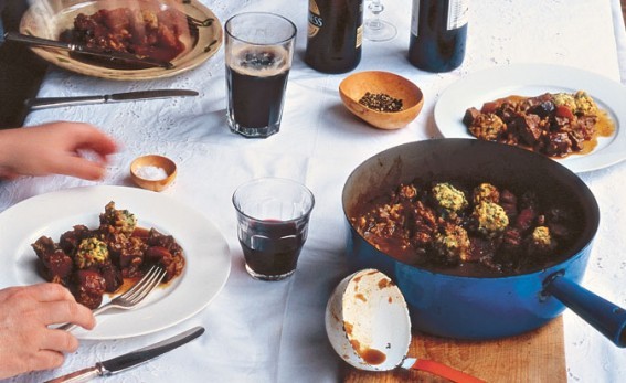 Beef & carrots in stout with parsley & horseradish dumplings