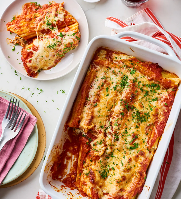 Beef & cheese manicotti
