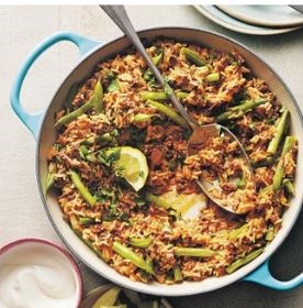 Beef & green bean pilaf