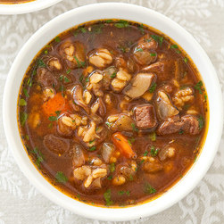 Beef and barley soup for two