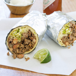 Beef and bean burritos