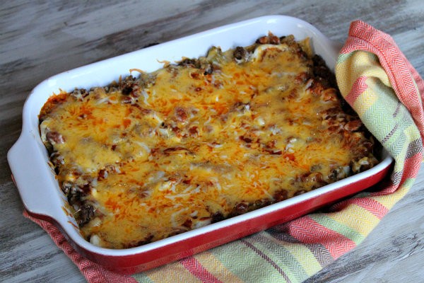 Beef and bean enchilada casserole
