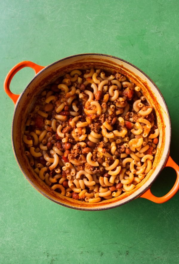 Beef and beans with pasta