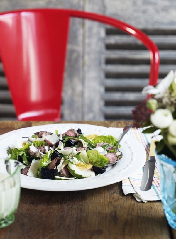 Beef and beetroot salad with anchovy dressing