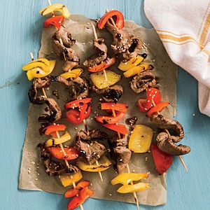 Beef and bell pepper kebabs