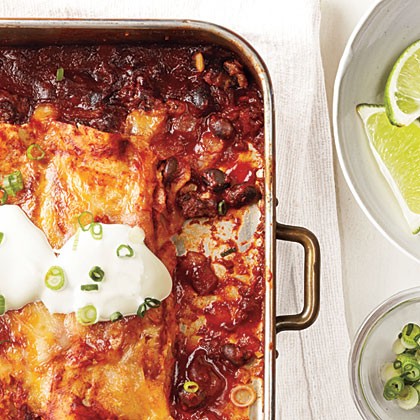 Beef and black bean enchiladas