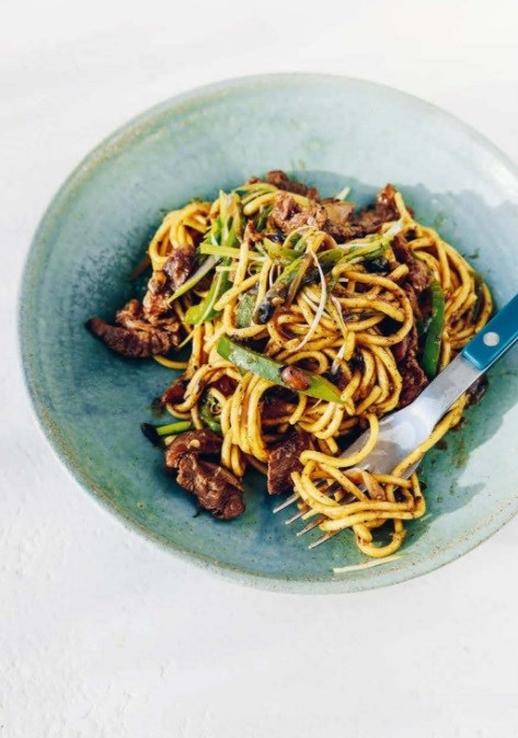 Beef and black bean noodles 