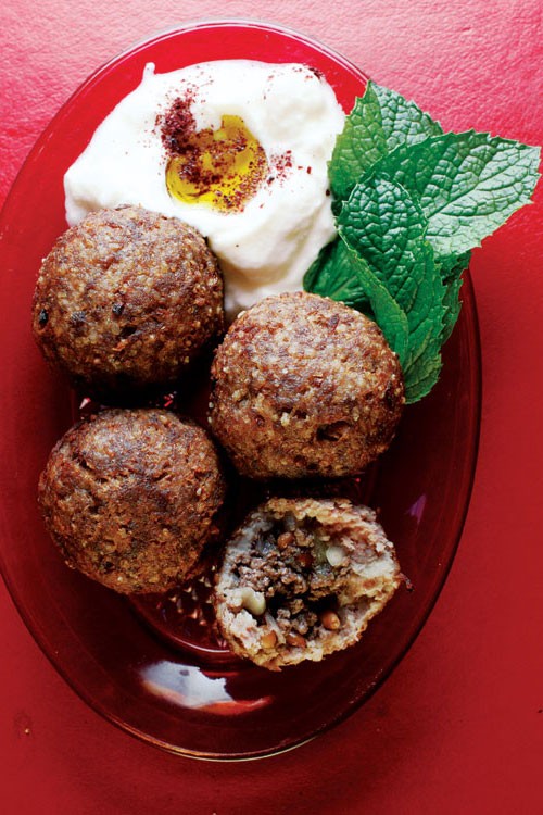 Beef and bulgur wheat meatballs (Kibbeh)