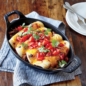 Beef and cheddar enchiladas
