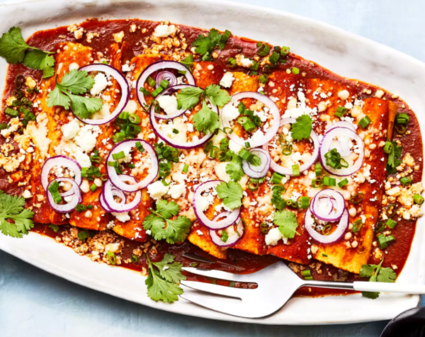 Beef-and-cheese red chile enchiladas