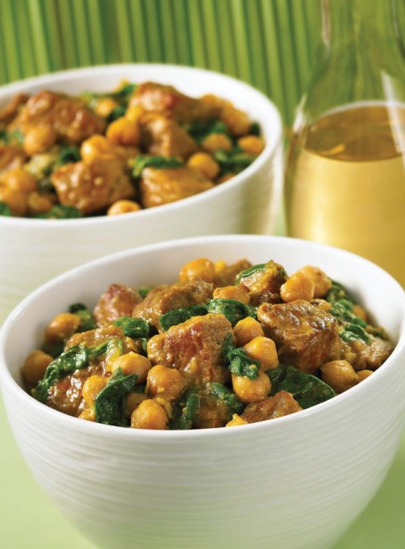 Beef and chickpea curry with spinach