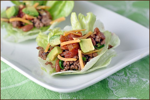 Beef and chili bean lettuce cups