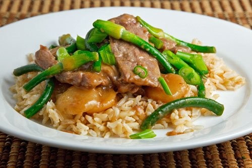 Beef and garlic scape stir-fry