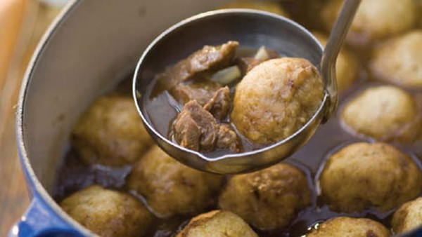 Beef and Guinness casserole with dumplings