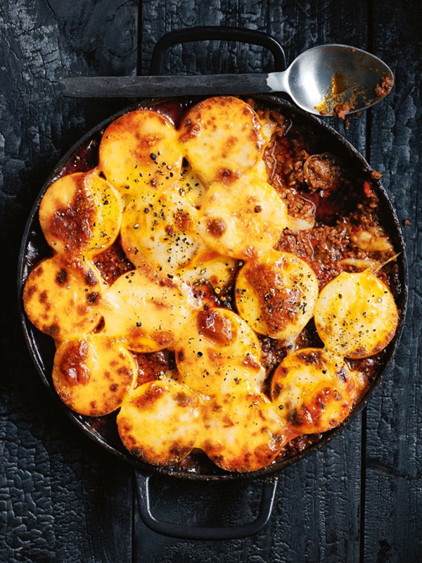 Beef and porcini mushrooms with polenta bake