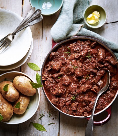 Beef and porcini stew with rosemary and tomato