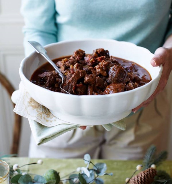 Beef and porcini stew with rosemary, tomato and Chianti