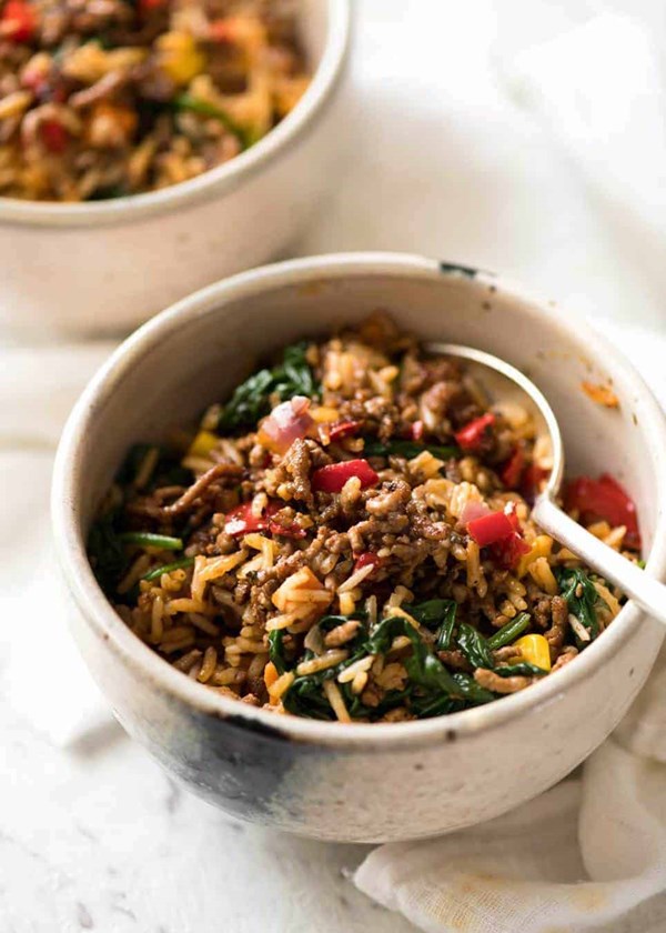 Beef and rice with veggies