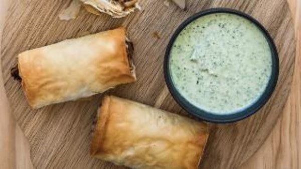 Beef and spinach filo pies