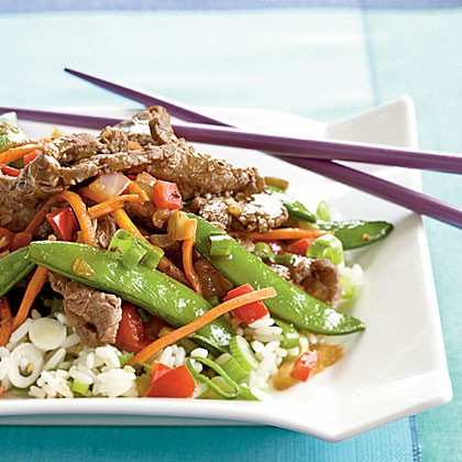 Beef and sugar snap stir-fry