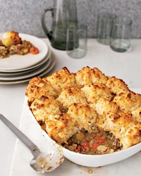 Beef-and-vegetable potpie with cheddar biscuits