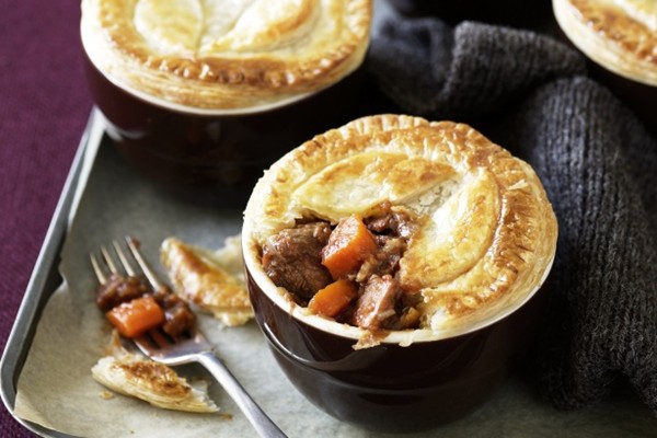 Beef, balsamic and tomato pot pies 