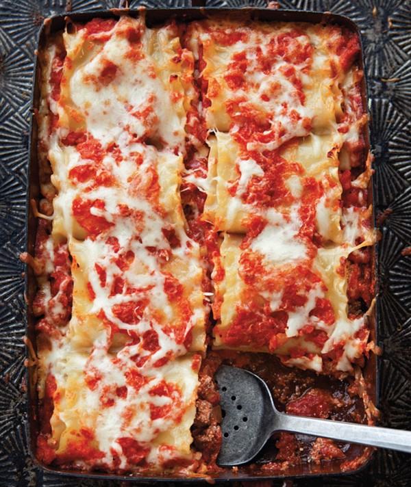 Beef, basil & goat cheese lasagna roll-ups