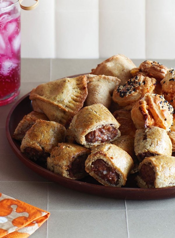 Beef, blue cheese and walnut sausage rolls
