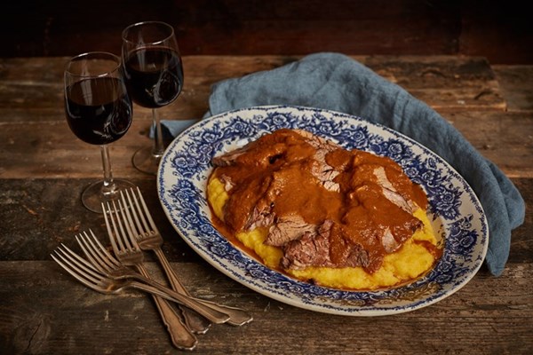 Beef braised in Barolo wine (Brasato al Barolo)