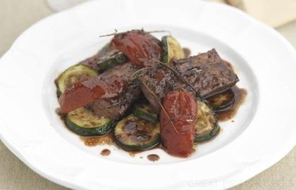 Beef braised in red wine with Provençal vegetables