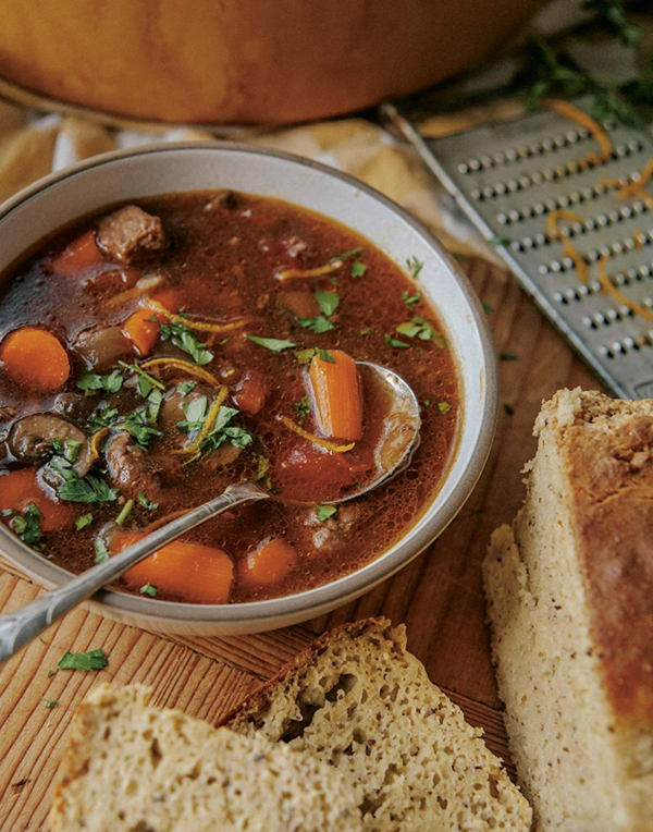 Beef broth Provençal soup