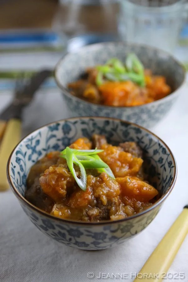 Beef, butternut squash and ginger stew