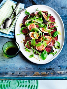 Beef carpaccio with figs and rocket